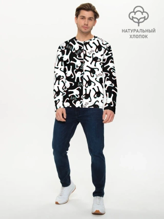 Мужской лонгслив базовый / МЕМ КОТ ЪУЪ СЪУКА