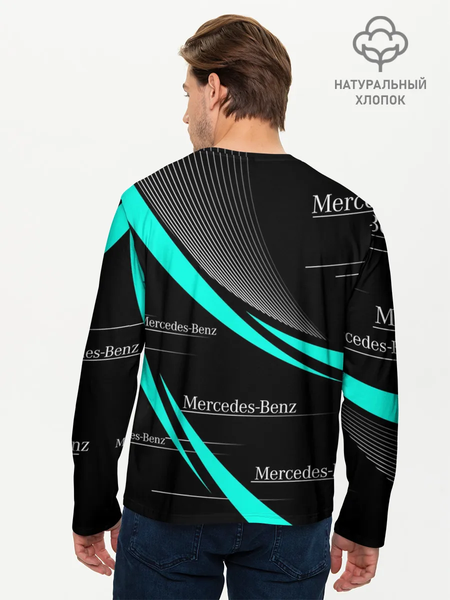 Мужской лонгслив базовый / MERCEDES BENZ АКВАМАРИНОВЫЙ