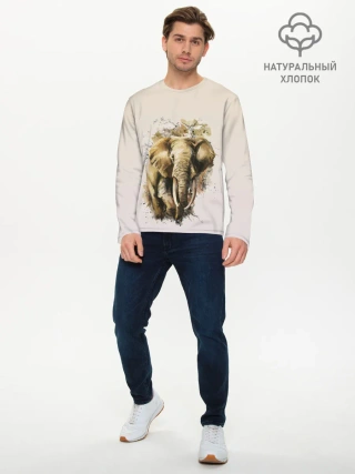 Мужской лонгслив базовый / акварельный слон брызги