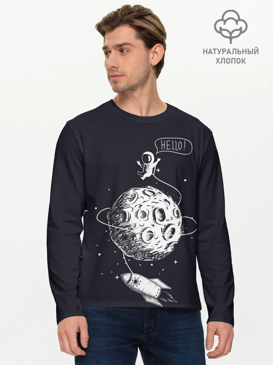 Мужской лонгслив базовый / Hello | Космонавт