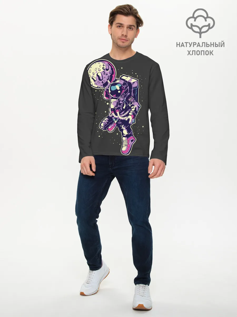 Мужской лонгслив базовый / Космонавт Баскетболист