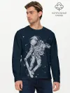 Мужской лонгслив базовый / Космический Скейтбординг