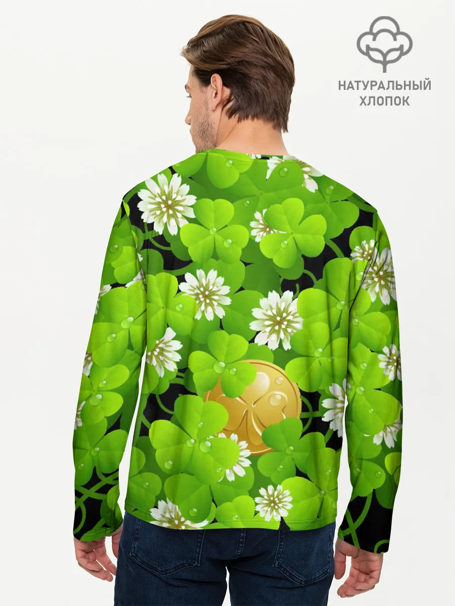 Мужской лонгслив базовый / Ирландский Клевер и Монетка
