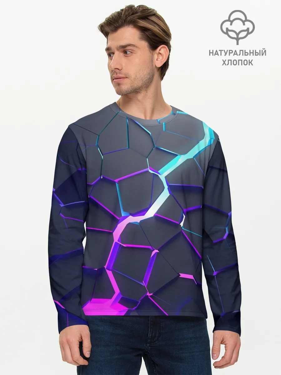 Мужской лонгслив базовый / НЕОНОВЫЙ РАЗЛОМ | 3Д РАЗЛОМ