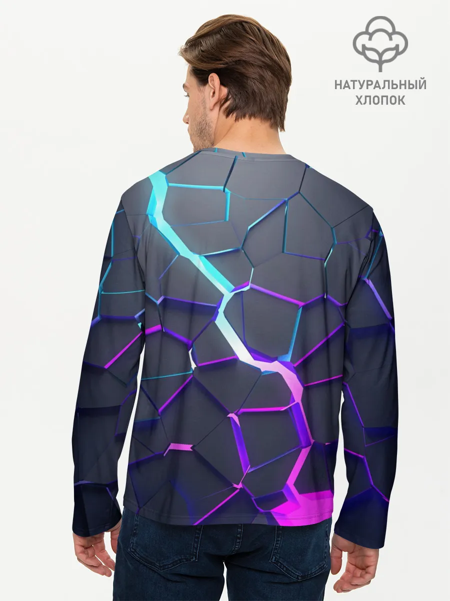 Мужской лонгслив базовый / НЕОНОВЫЙ РАЗЛОМ | 3Д РАЗЛОМ