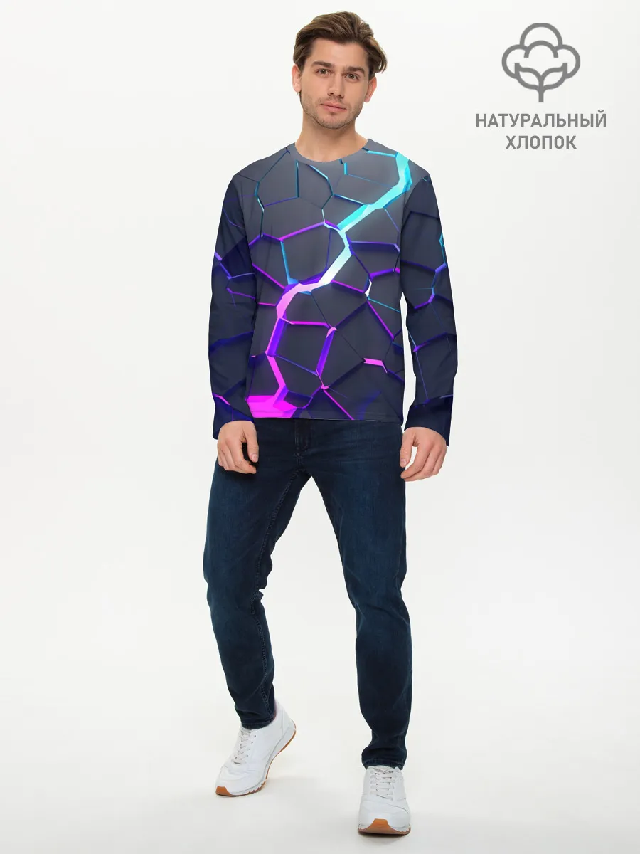 Мужской лонгслив базовый / НЕОНОВЫЙ РАЗЛОМ | 3Д РАЗЛОМ
