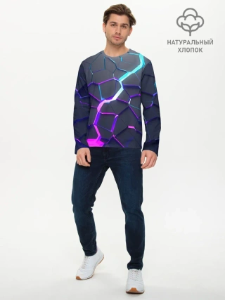 Мужской лонгслив базовый / НЕОНОВЫЙ РАЗЛОМ | 3Д РАЗЛОМ