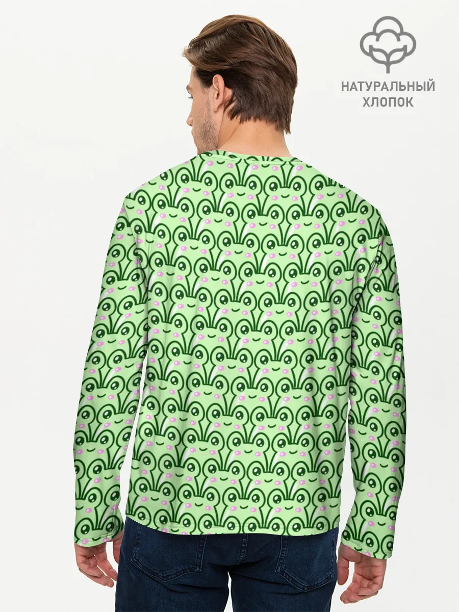 Мужской лонгслив базовый / милые лягушки