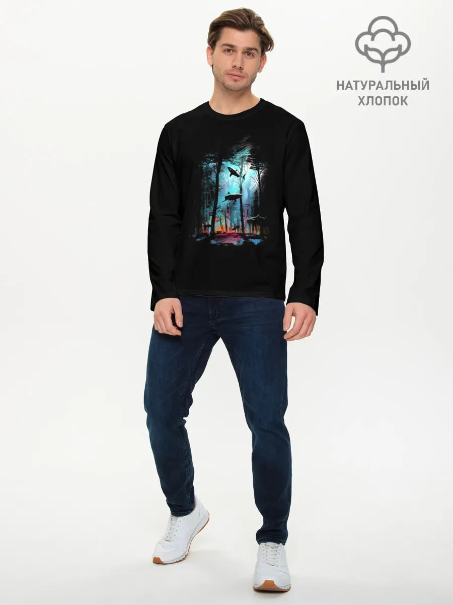Мужской лонгслив базовый / Shark forest