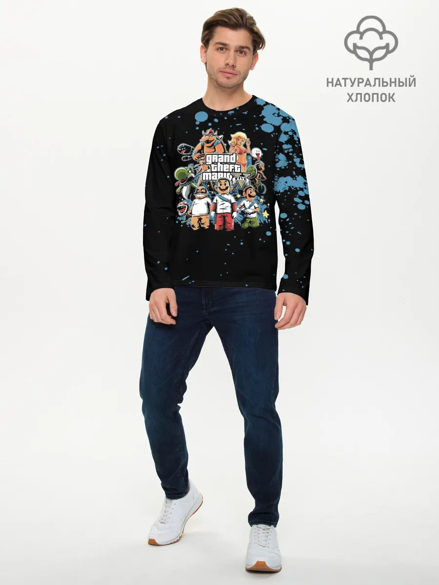 Мужской лонгслив базовый / Grand Theft Mario V