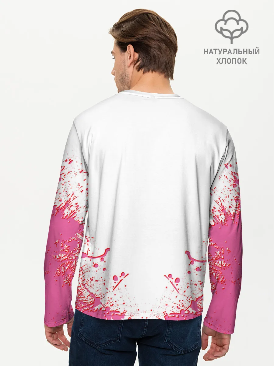 Мужской лонгслив базовый / Лого джоджо розовые брызги