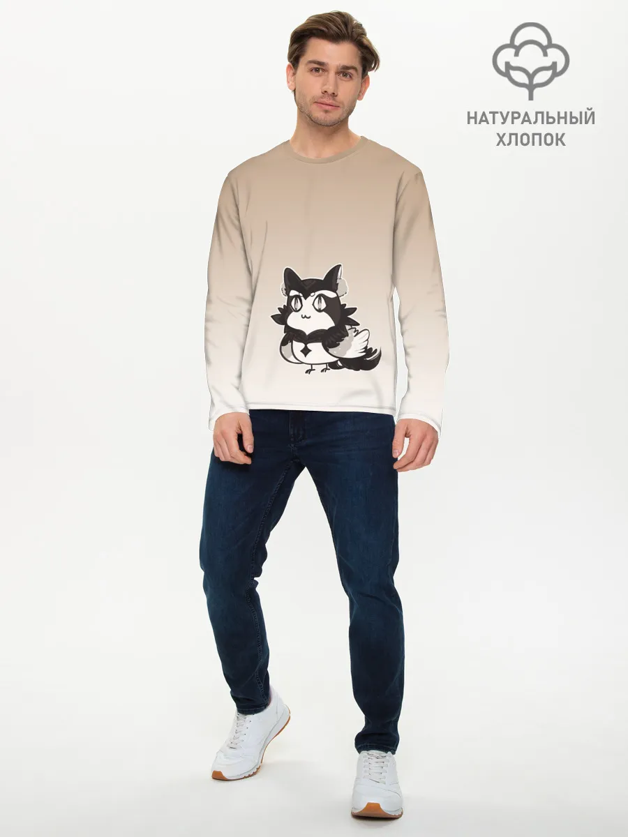 Мужской лонгслив базовый / сова котик аниме