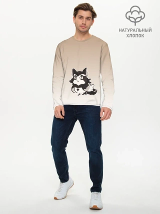 Мужской лонгслив базовый / сова котик аниме