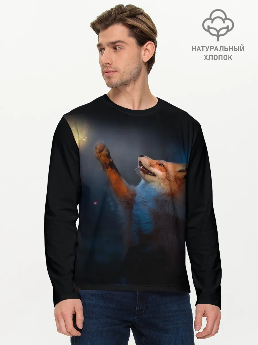 Мужской лонгслив базовый / Лиса и огонек