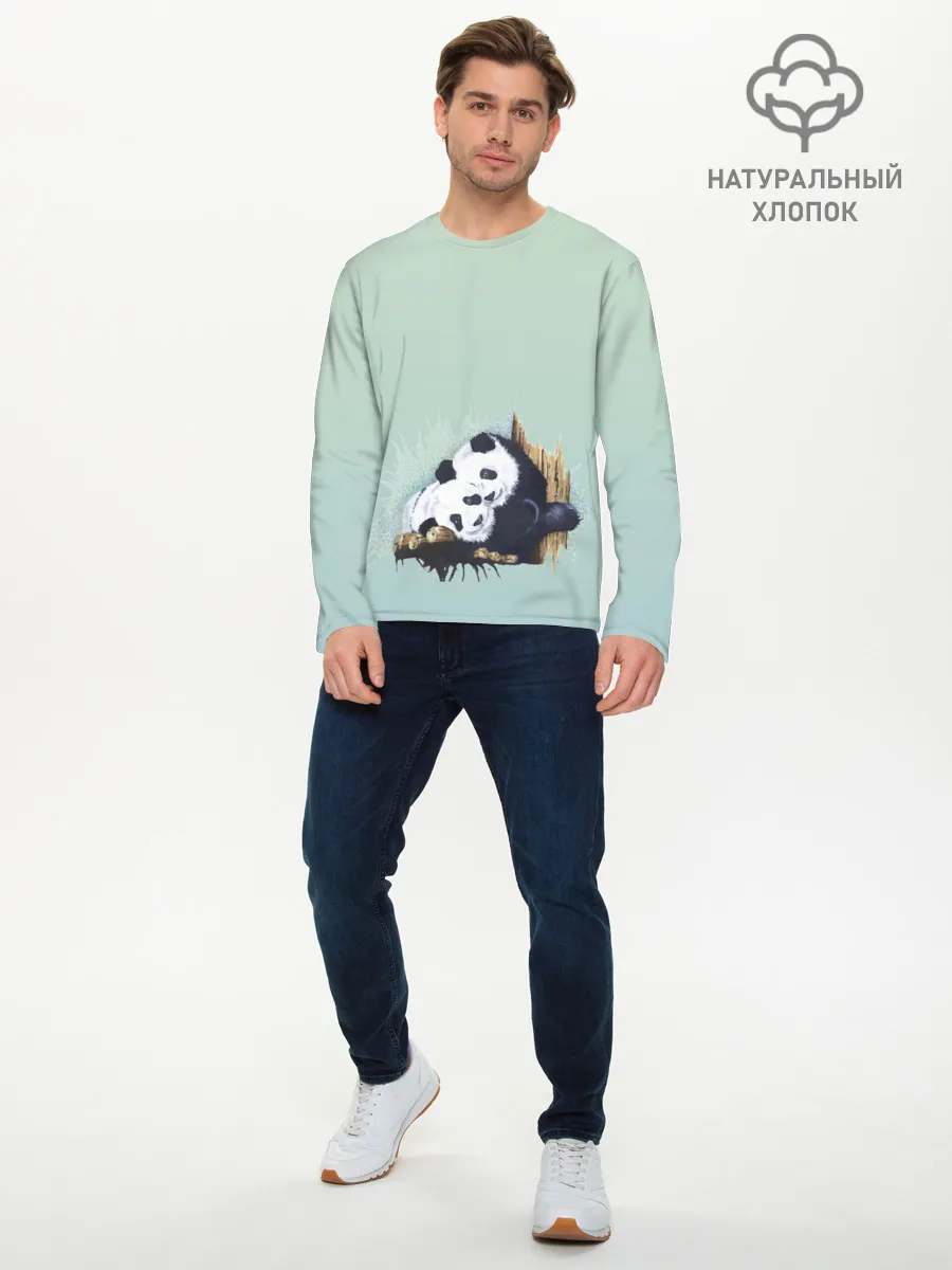 Мужской лонгслив базовый / акварельные панды