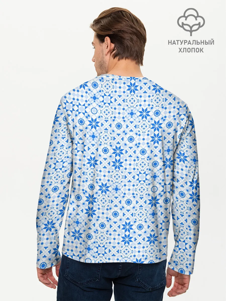 Мужской лонгслив базовый / Орнамент снежинки