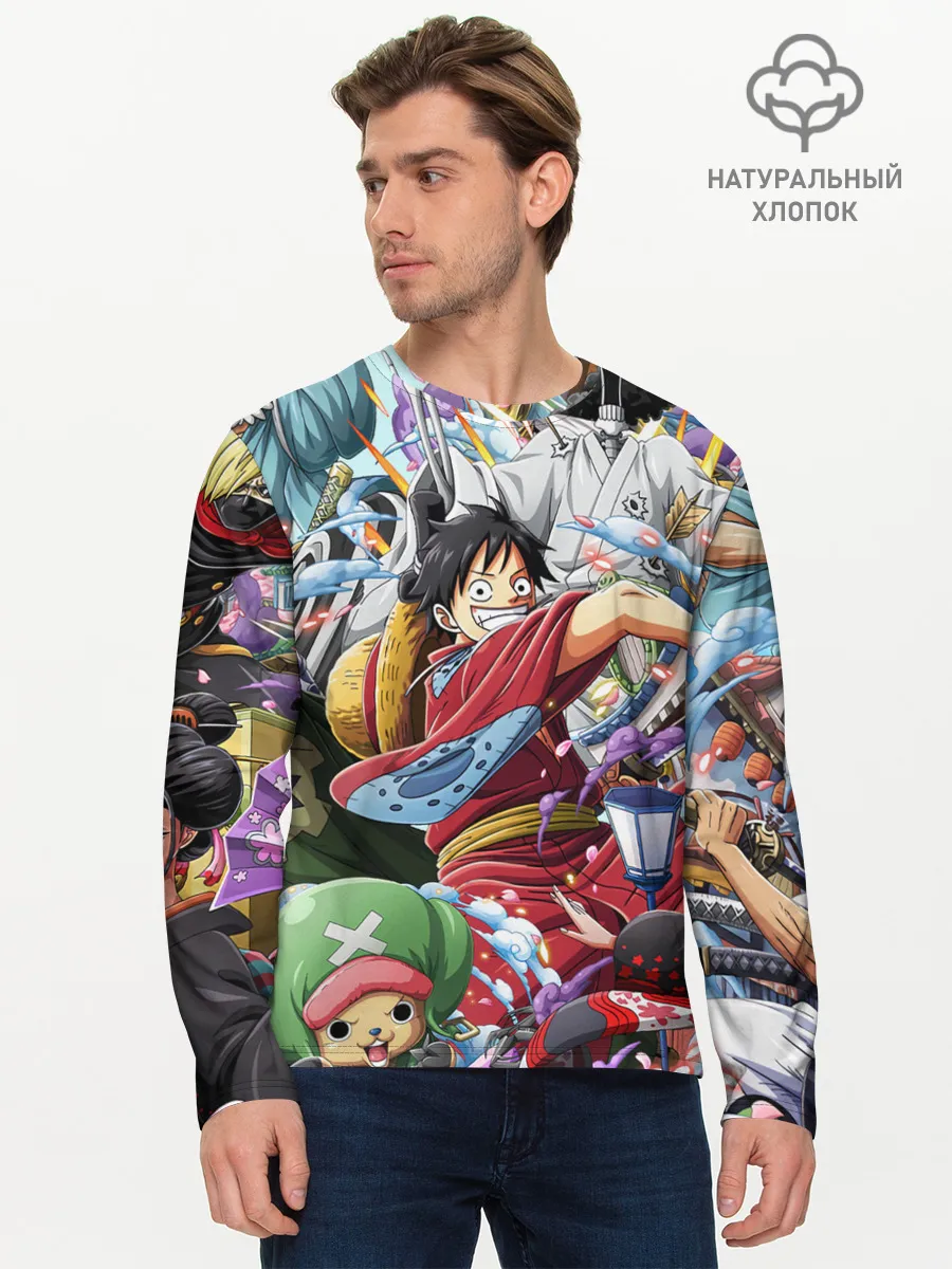 Мужской лонгслив базовый / One Piece стикербомбинг