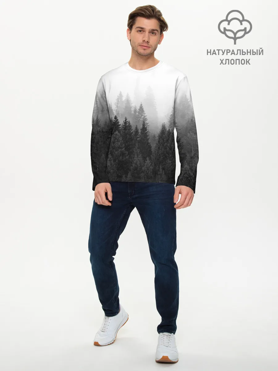 Мужской лонгслив базовый / Туманный лес