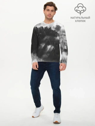 Мужской лонгслив базовый / Туман в лесу