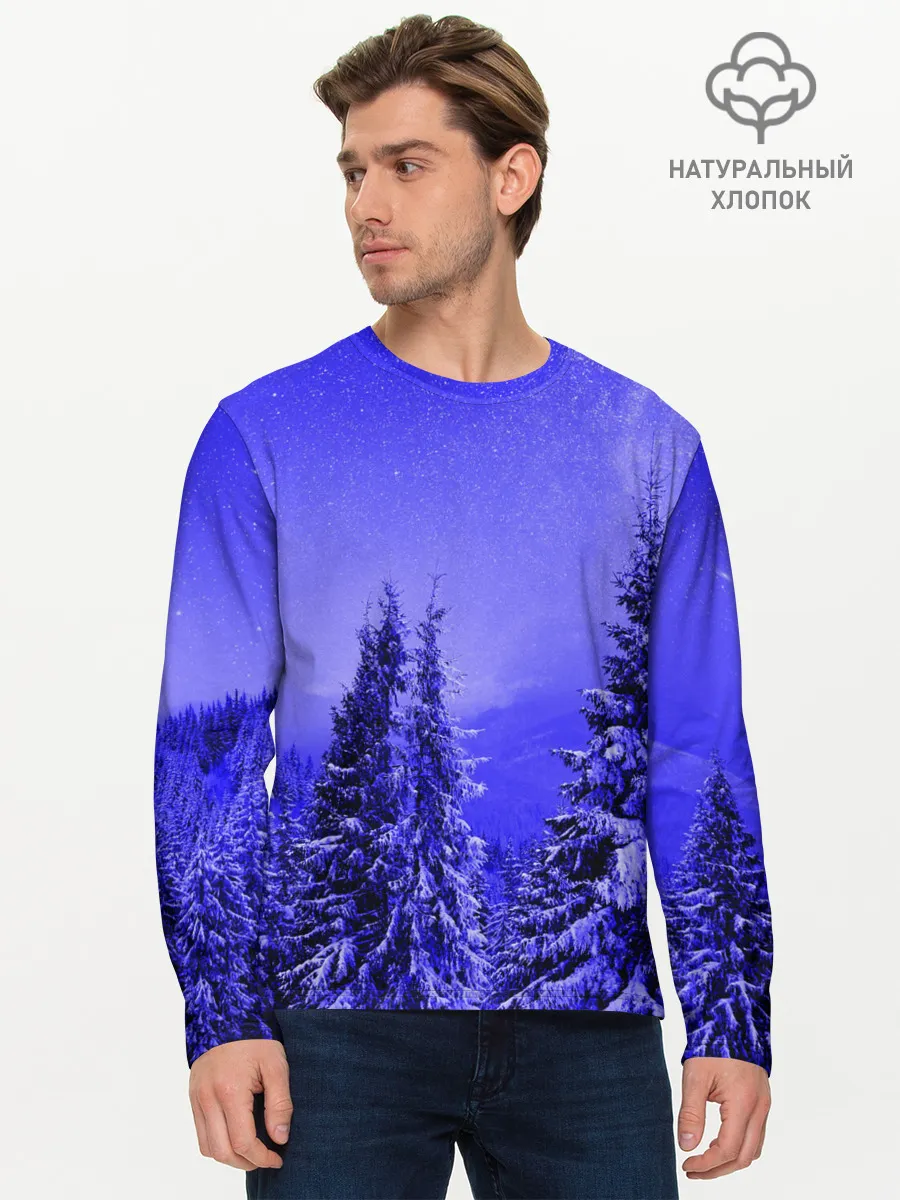 Мужской лонгслив базовый / Зимний лес