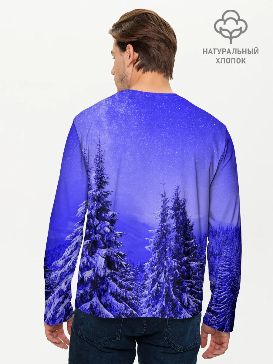 Мужской лонгслив базовый / Зимний лес