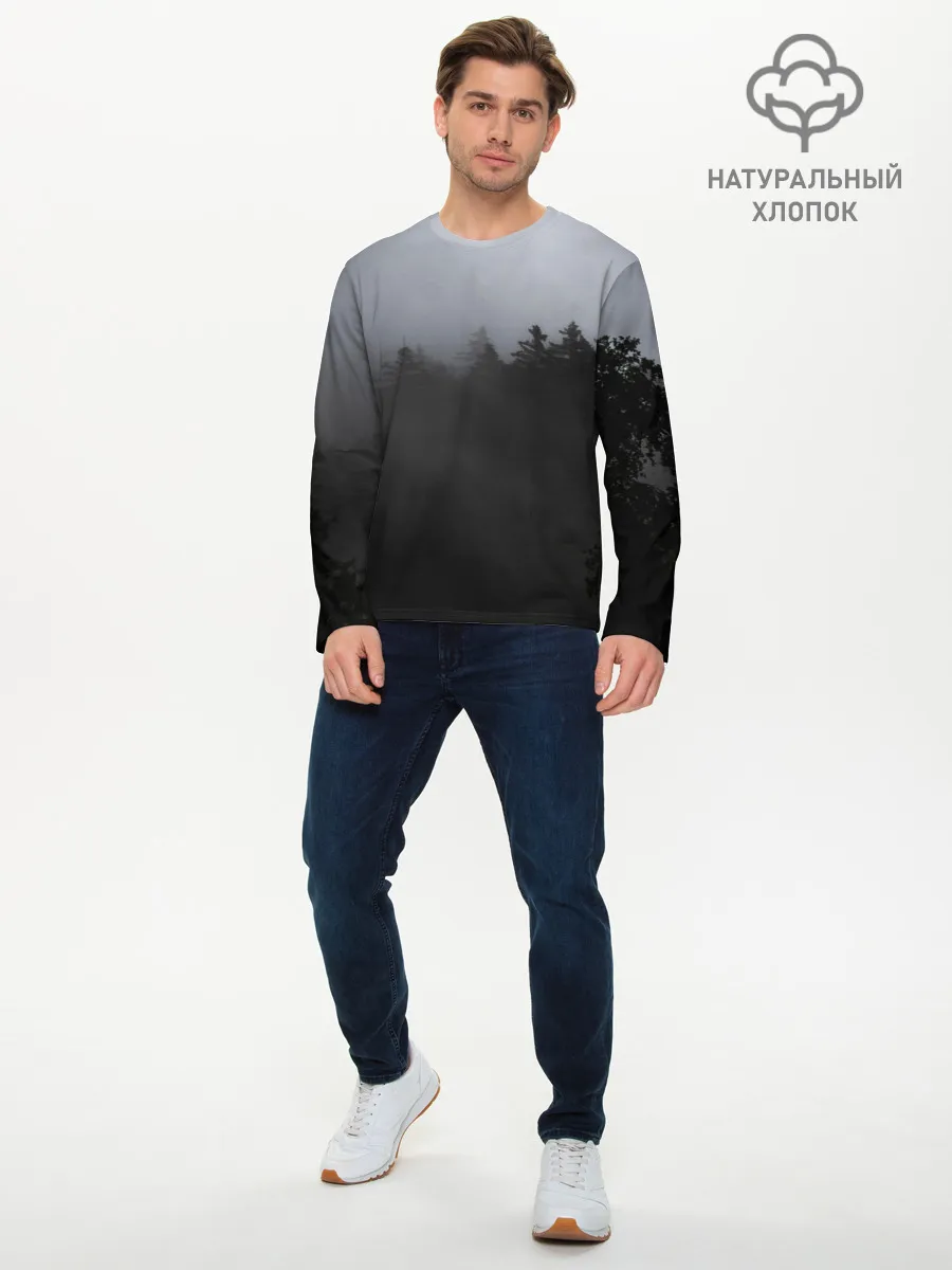 Мужской лонгслив базовый / Лес в дыму