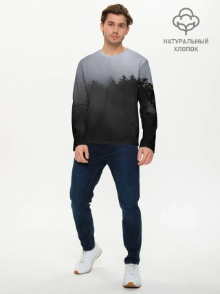 Мужской лонгслив базовый / Лес в дыму