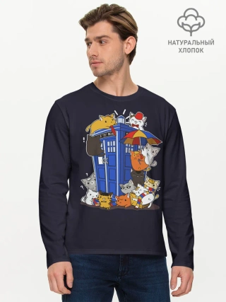 Мужской лонгслив базовый / Кошечки у Телефона