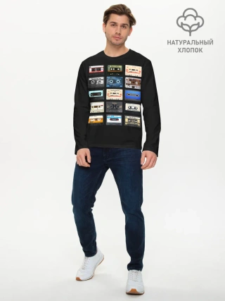 Мужской лонгслив базовый / Музыкальные касеты
