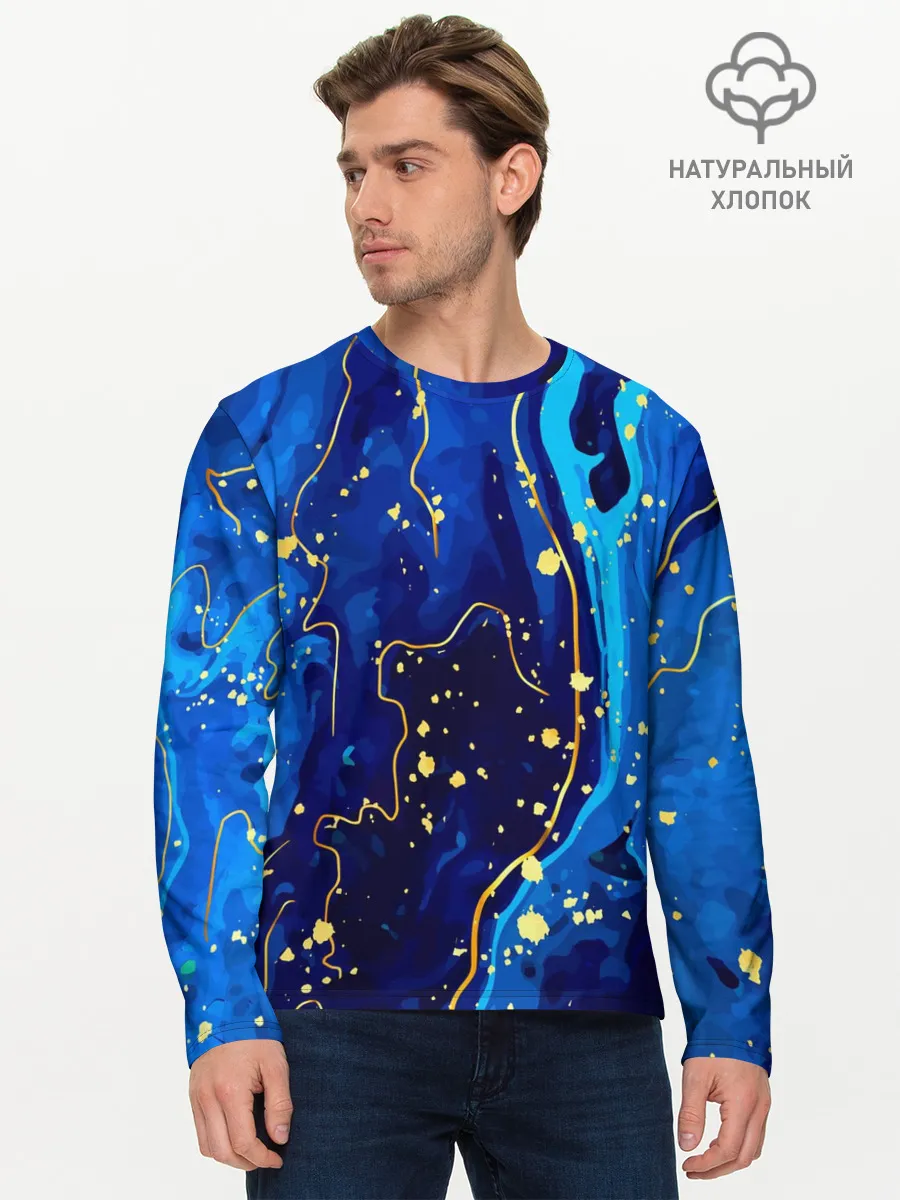 Мужской лонгслив базовый / СИНИЙ ГРАНИТ