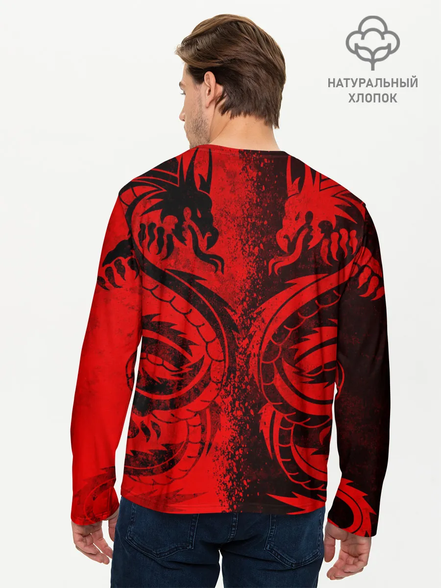 Мужской лонгслив базовый / BLACK RED DRAGONS TATOO