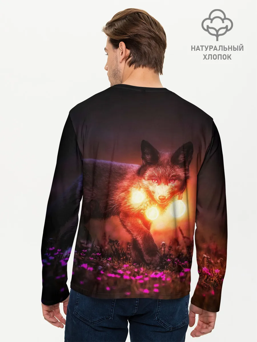 Мужской лонгслив базовый / Лисица с фонариками