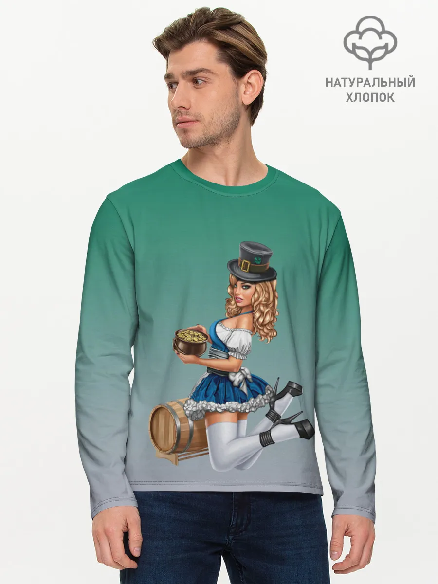 Мужской лонгслив базовый / официантка горшок золота