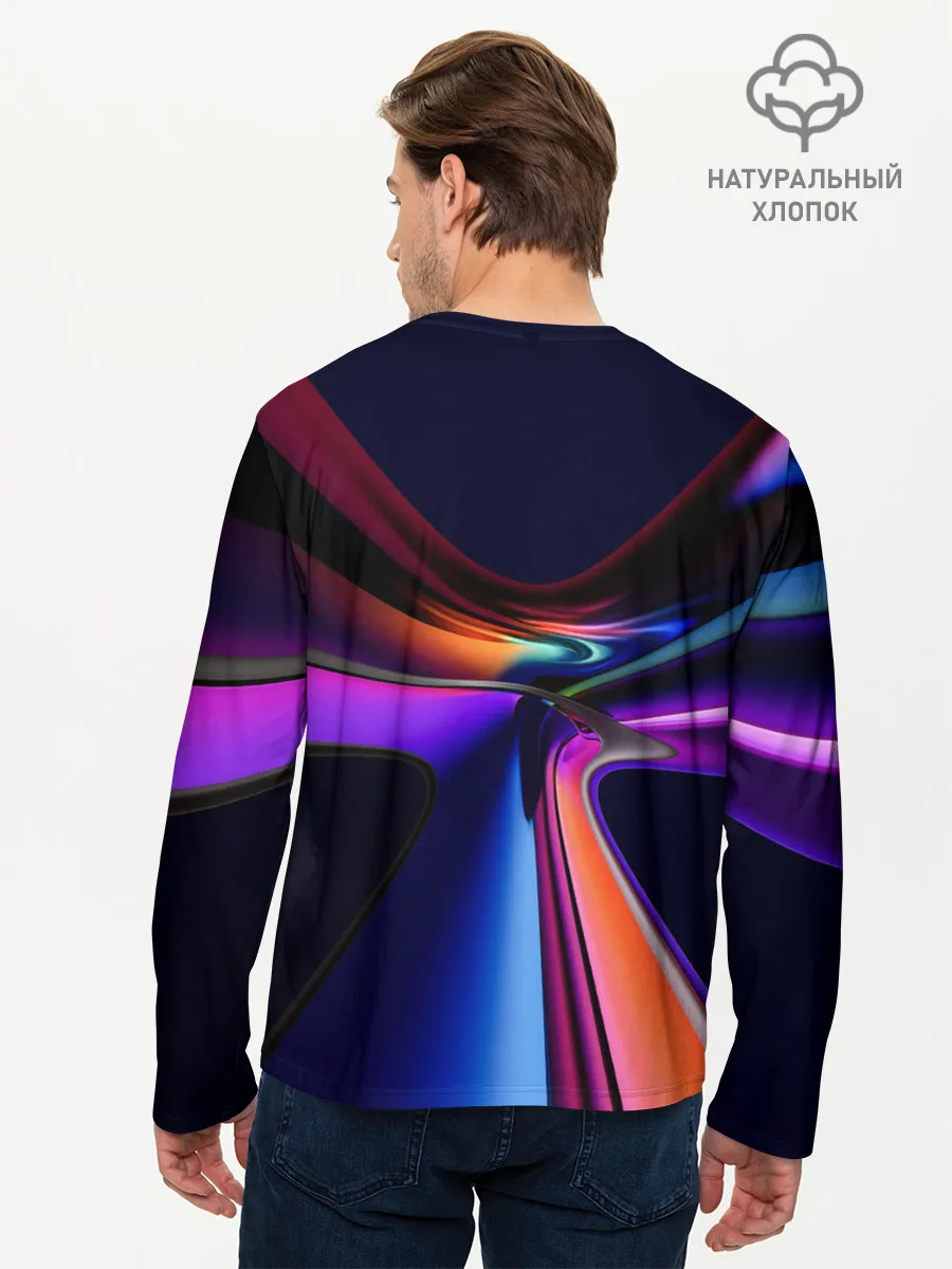 Мужской лонгслив базовый / Красочные светящиеся линии