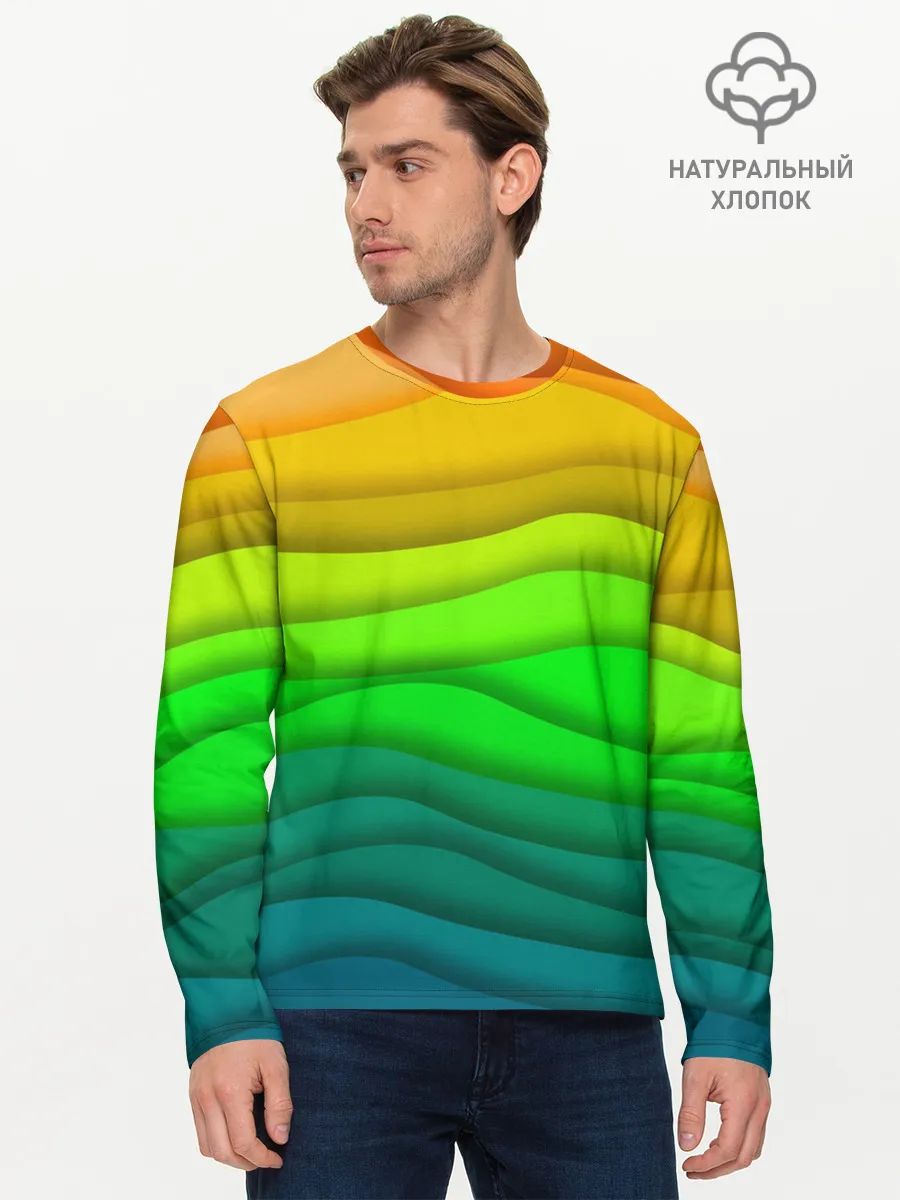 Мужской лонгслив базовый / Цветные волны