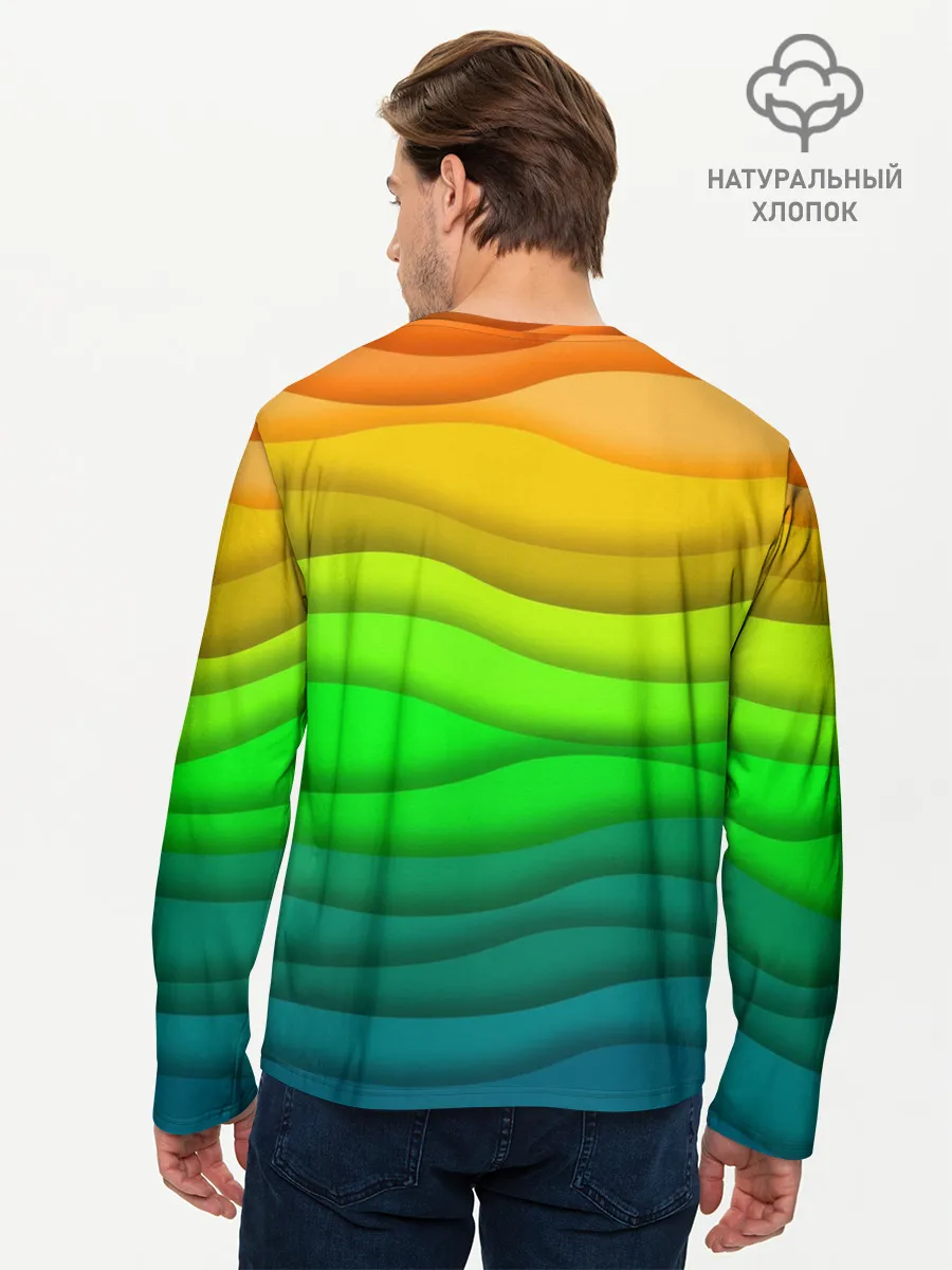 Мужской лонгслив базовый / Цветные волны