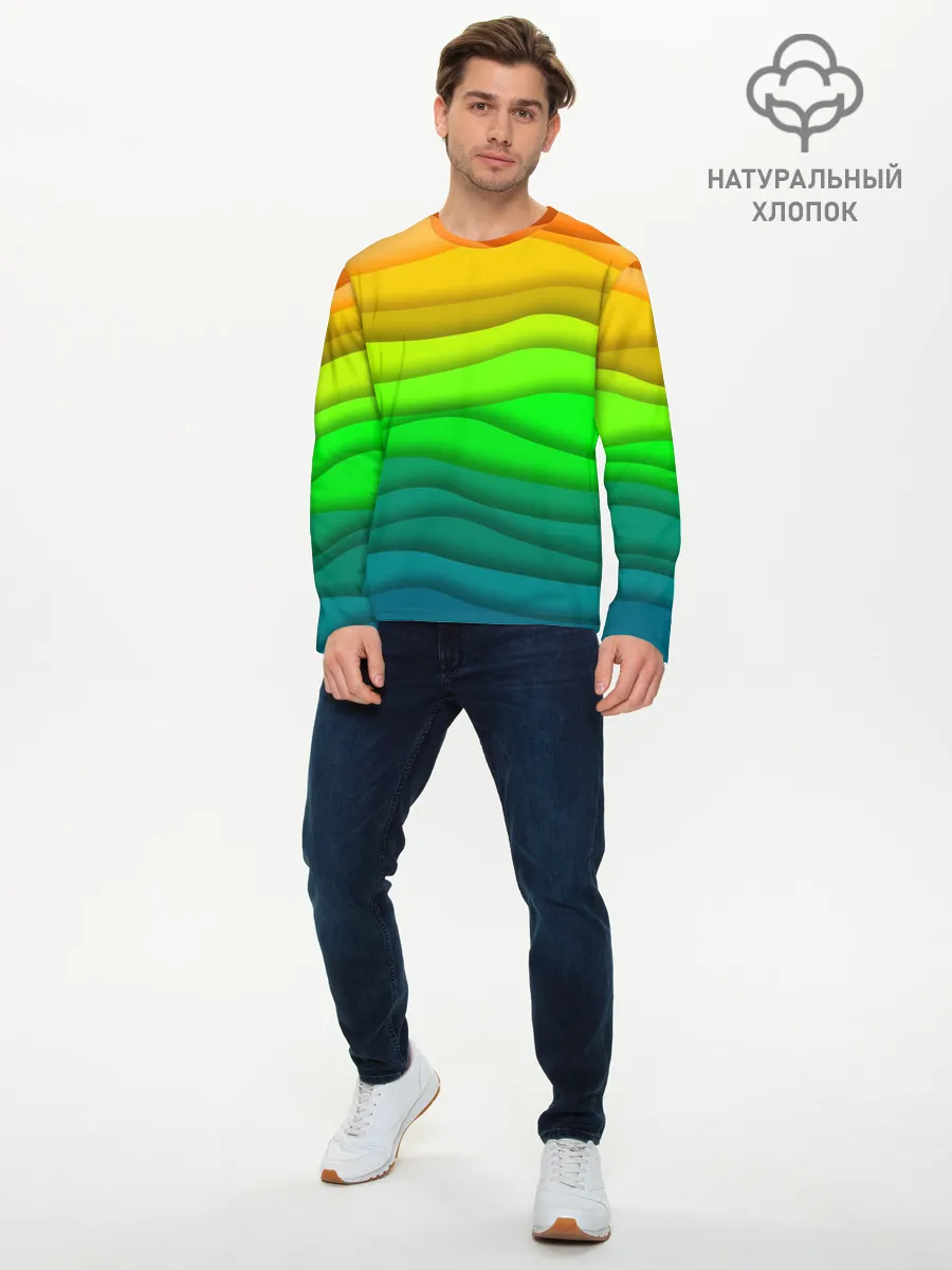 Мужской лонгслив базовый / Цветные волны