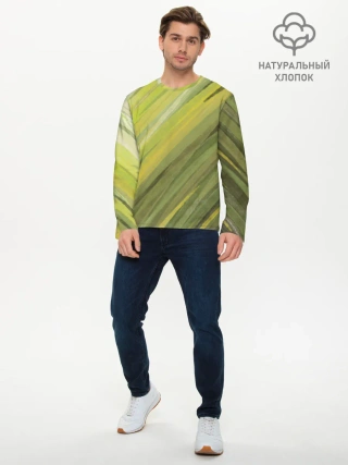 Мужской лонгслив базовый / Акварельные линии