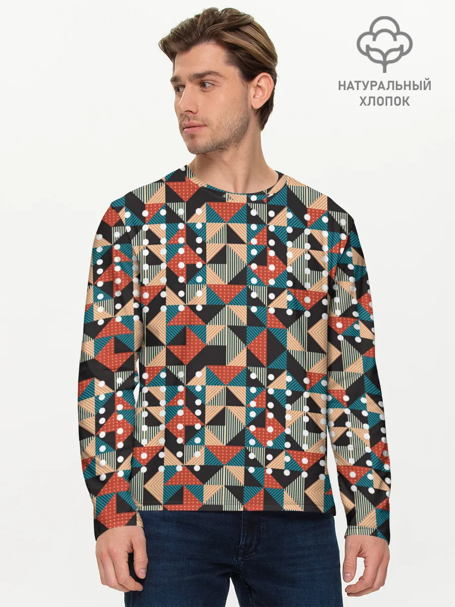 Мужской лонгслив базовый / Арт геометрия