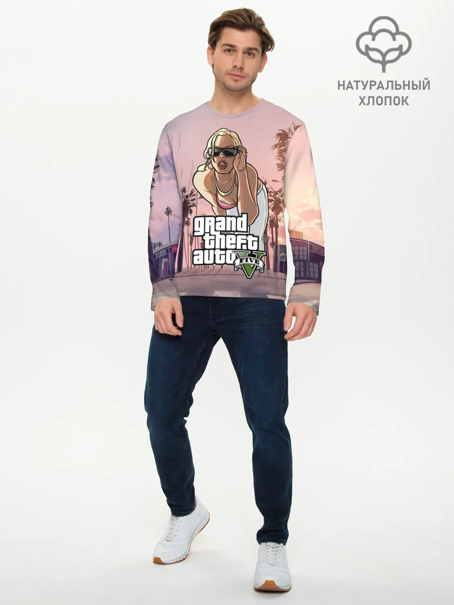 Мужской лонгслив базовый / Grand Theft Auto V девушка