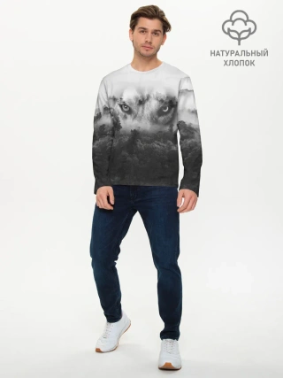 Мужской лонгслив базовый / Волк в лесу