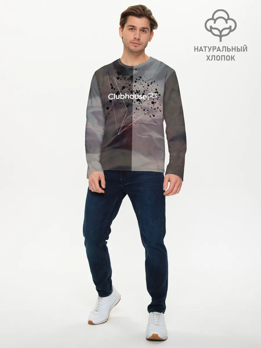 Мужской лонгслив базовый / Clubhouse | Клабхаус лого бразги