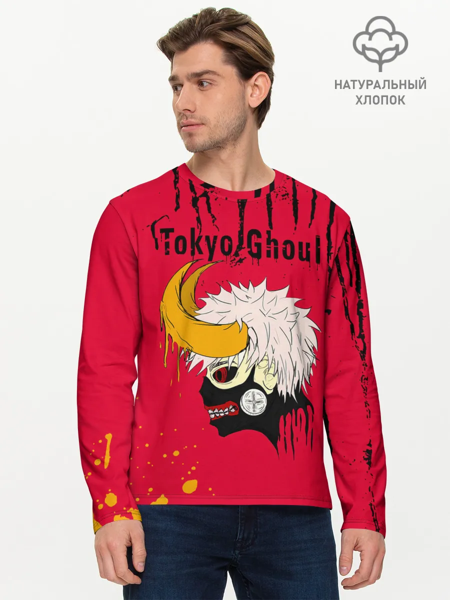 Мужской лонгслив базовый / Токийский гуль рогатый