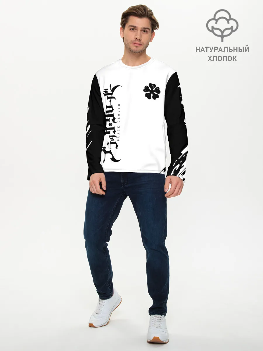 Мужской лонгслив базовый / черный клеывер аниме