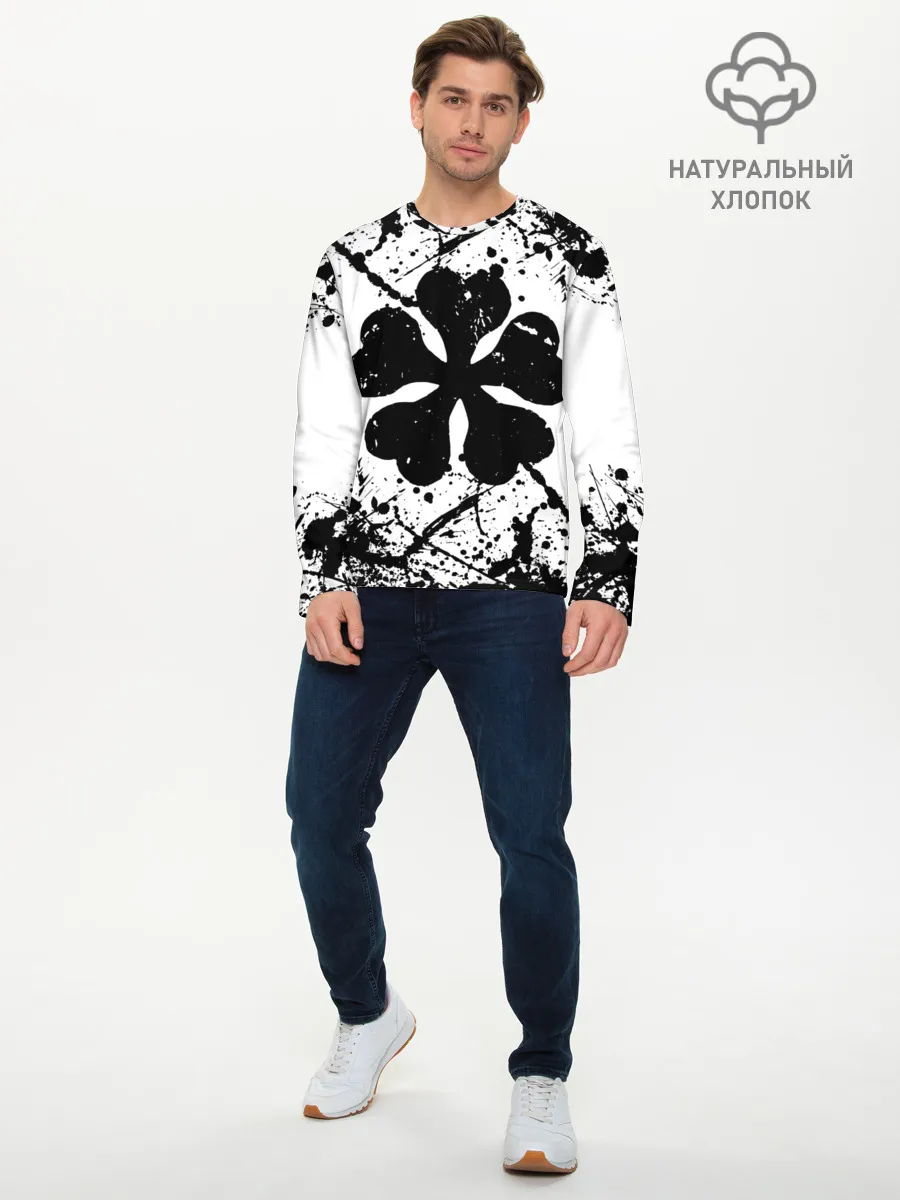 Мужской лонгслив базовый / черный клевер,