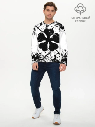Мужской лонгслив базовый / черный клевер,