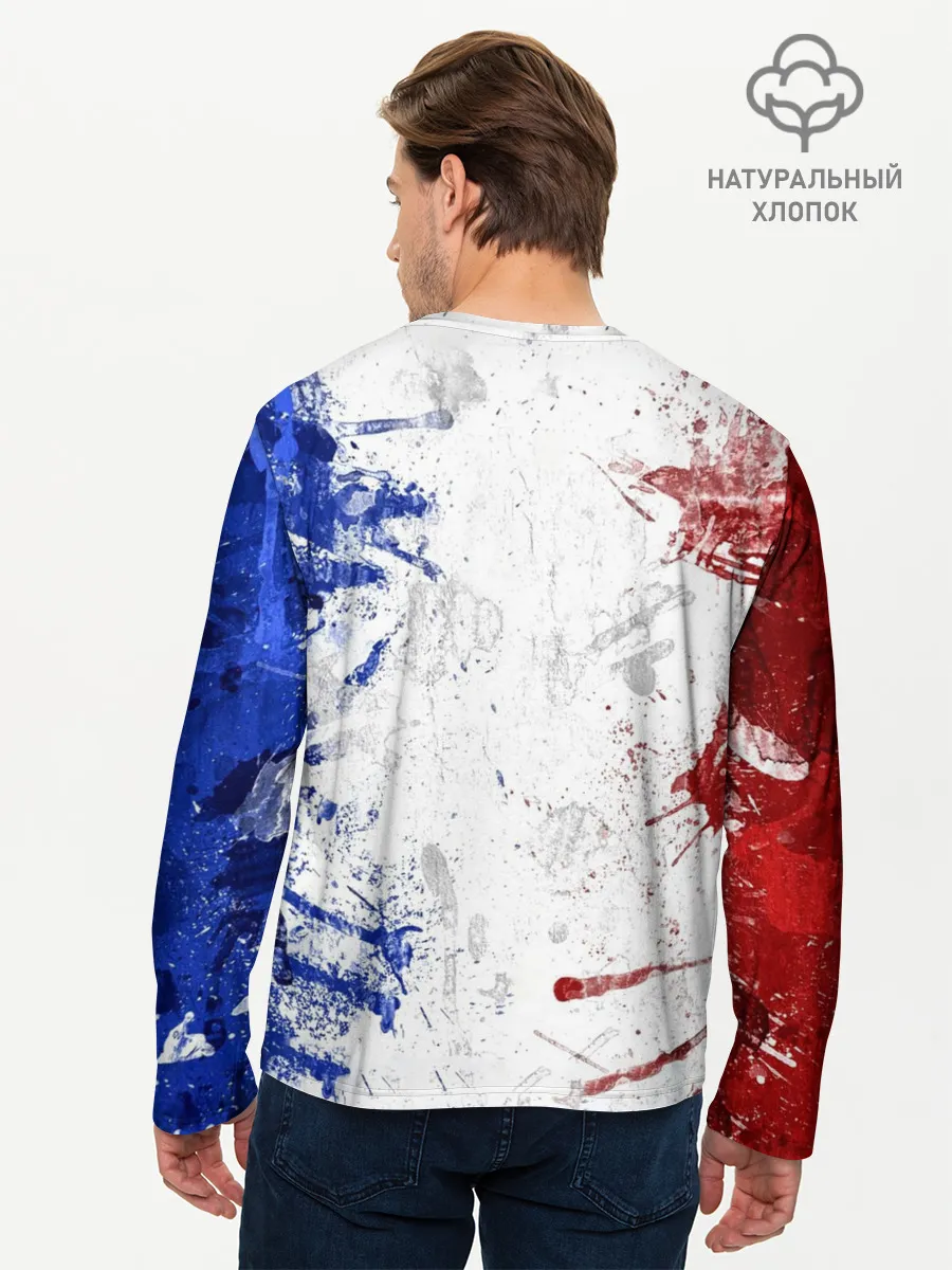 Мужской лонгслив базовый / BLUE WHITE & RED