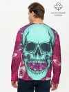 Мужской лонгслив базовый / Череп в цветах