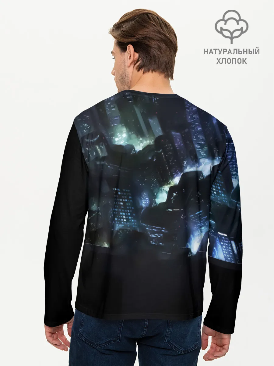 Мужской лонгслив базовый / Токийский гуль ночной город