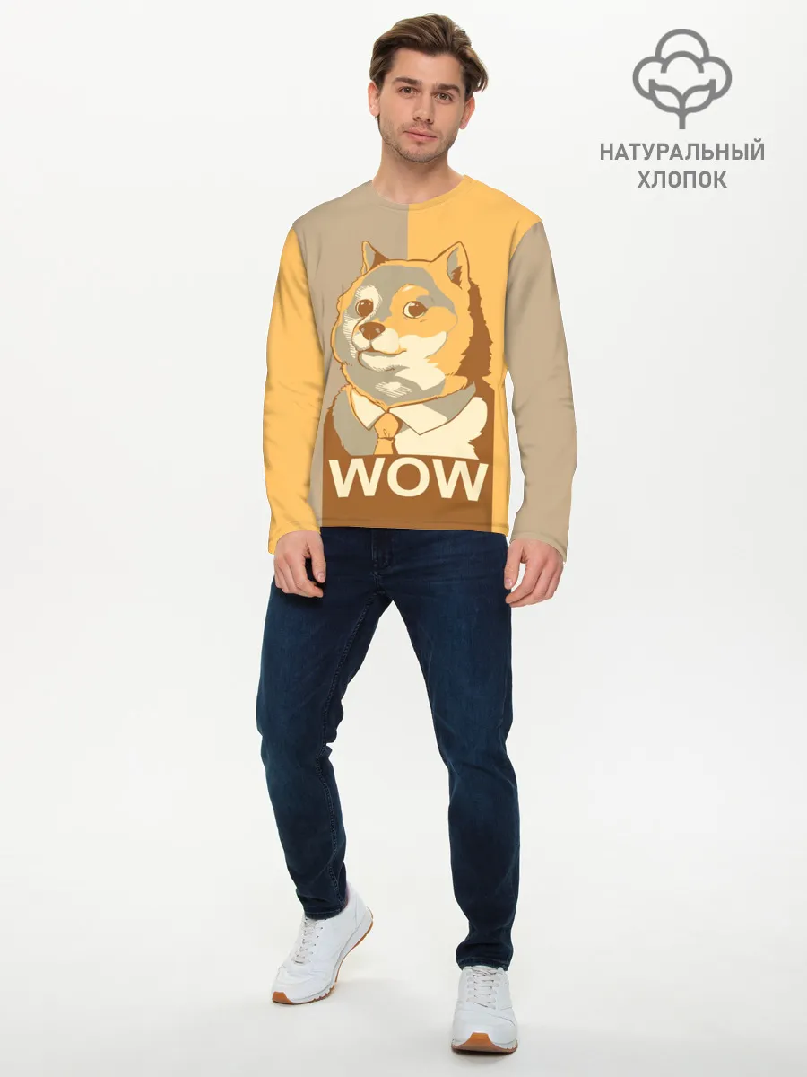 Мужской лонгслив базовый / Doge Wow